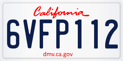 CA license plate 6VFP112