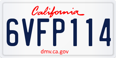 CA license plate 6VFP114