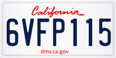 CA license plate 6VFP115