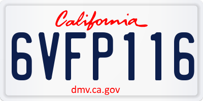 CA license plate 6VFP116
