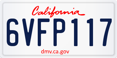 CA license plate 6VFP117