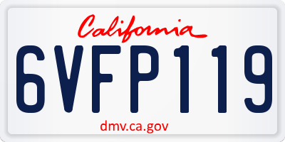 CA license plate 6VFP119