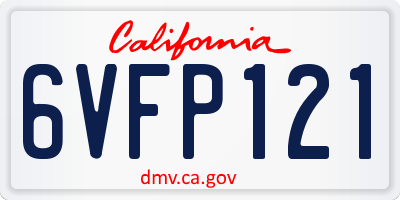 CA license plate 6VFP121