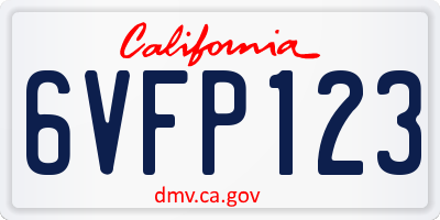 CA license plate 6VFP123