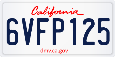 CA license plate 6VFP125