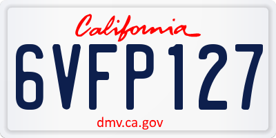 CA license plate 6VFP127