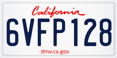 CA license plate 6VFP128