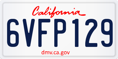 CA license plate 6VFP129