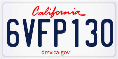 CA license plate 6VFP130