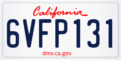 CA license plate 6VFP131