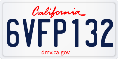 CA license plate 6VFP132