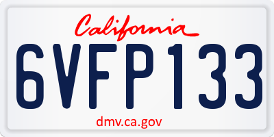 CA license plate 6VFP133