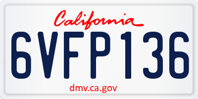 CA license plate 6VFP136