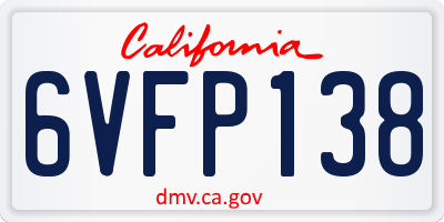 CA license plate 6VFP138