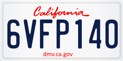 CA license plate 6VFP140