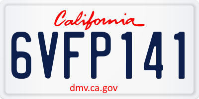 CA license plate 6VFP141