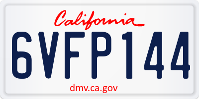 CA license plate 6VFP144