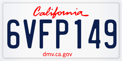 CA license plate 6VFP149