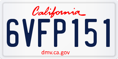 CA license plate 6VFP151