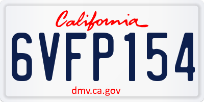 CA license plate 6VFP154