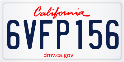 CA license plate 6VFP156