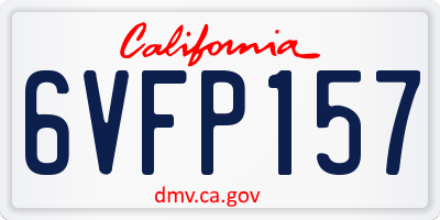 CA license plate 6VFP157