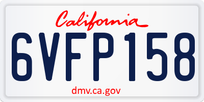 CA license plate 6VFP158