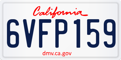 CA license plate 6VFP159