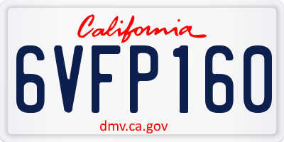 CA license plate 6VFP160