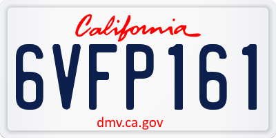 CA license plate 6VFP161