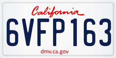 CA license plate 6VFP163