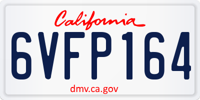 CA license plate 6VFP164
