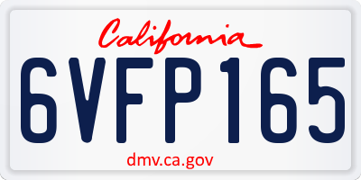 CA license plate 6VFP165