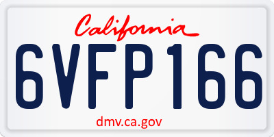CA license plate 6VFP166