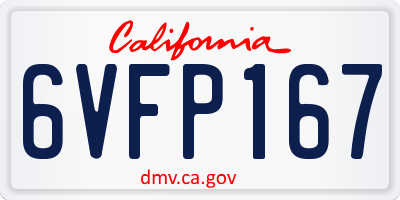 CA license plate 6VFP167