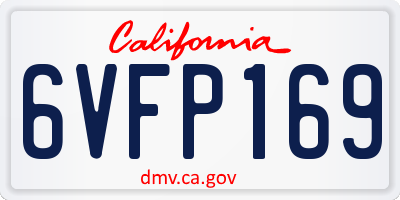 CA license plate 6VFP169