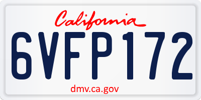 CA license plate 6VFP172