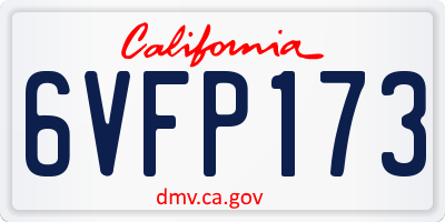 CA license plate 6VFP173