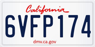 CA license plate 6VFP174