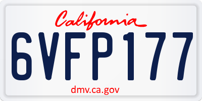 CA license plate 6VFP177