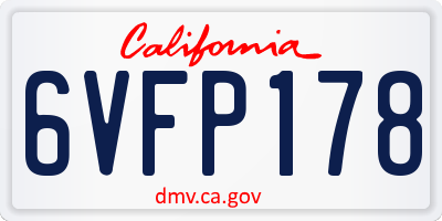 CA license plate 6VFP178
