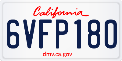 CA license plate 6VFP180