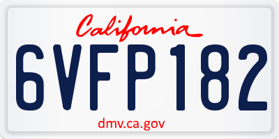 CA license plate 6VFP182