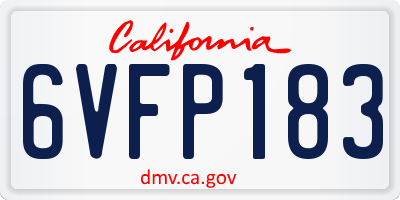 CA license plate 6VFP183