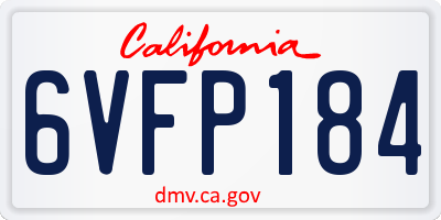CA license plate 6VFP184