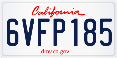 CA license plate 6VFP185