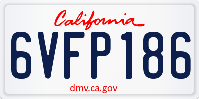 CA license plate 6VFP186