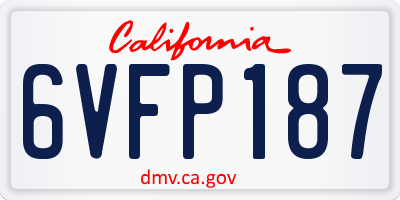 CA license plate 6VFP187