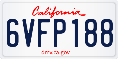 CA license plate 6VFP188