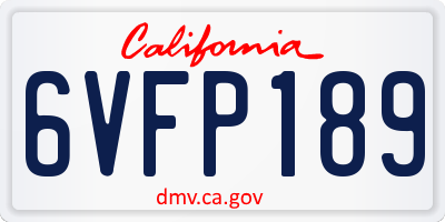 CA license plate 6VFP189